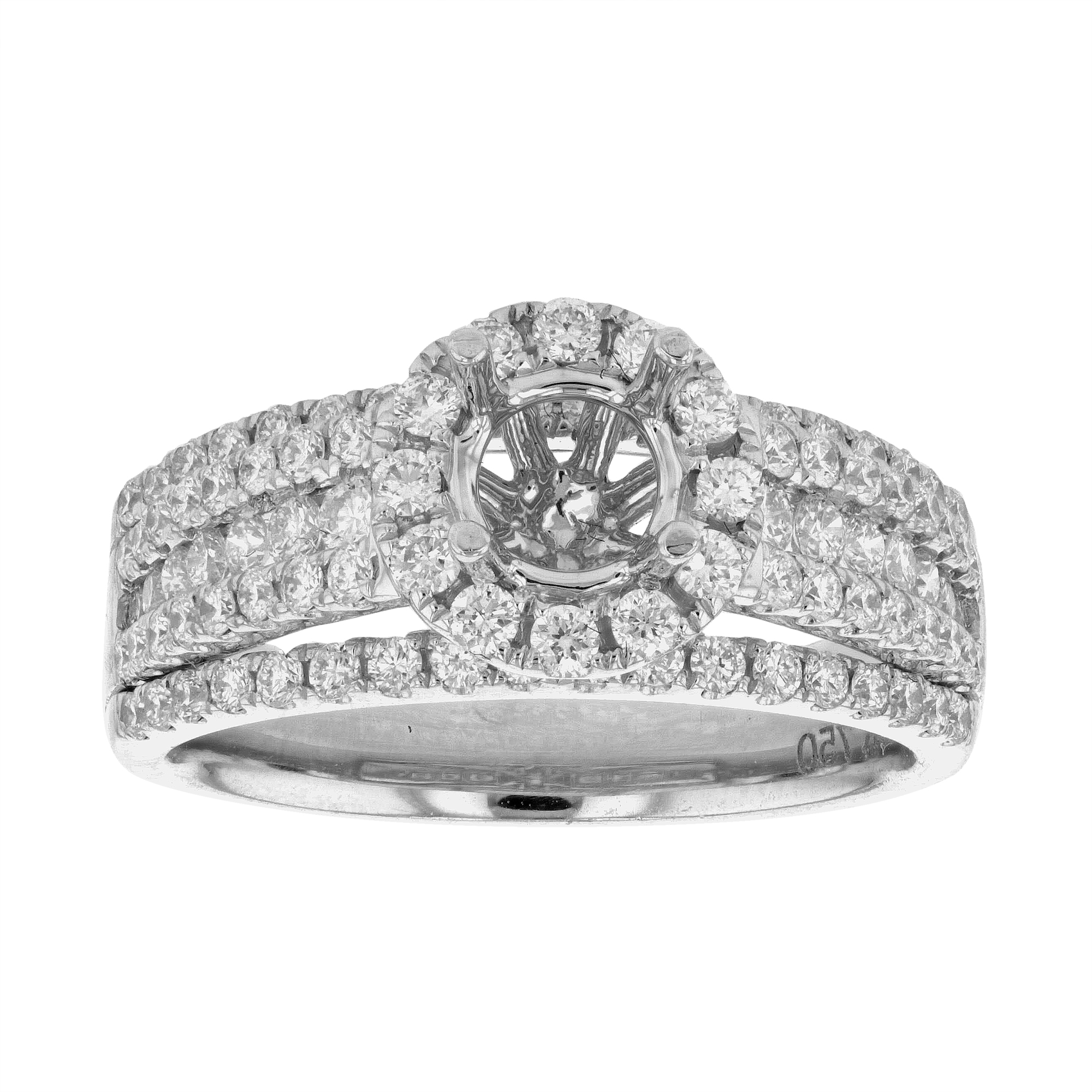 View 0.89ctw Diamond Semi Mount engagement Ring in 18k White Gold