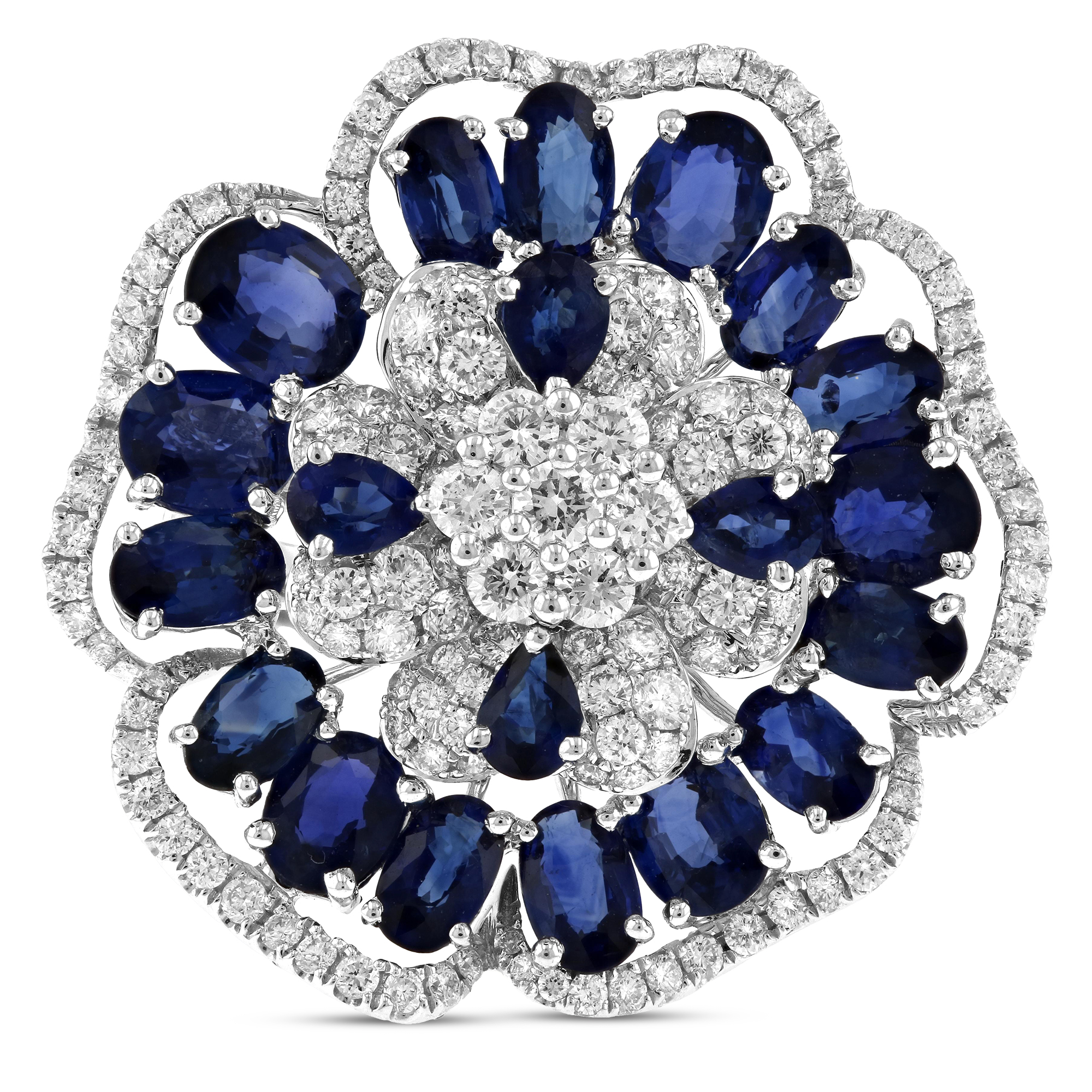View 7.86ctw Diamond and Sapphire Ring in 18k White Gold