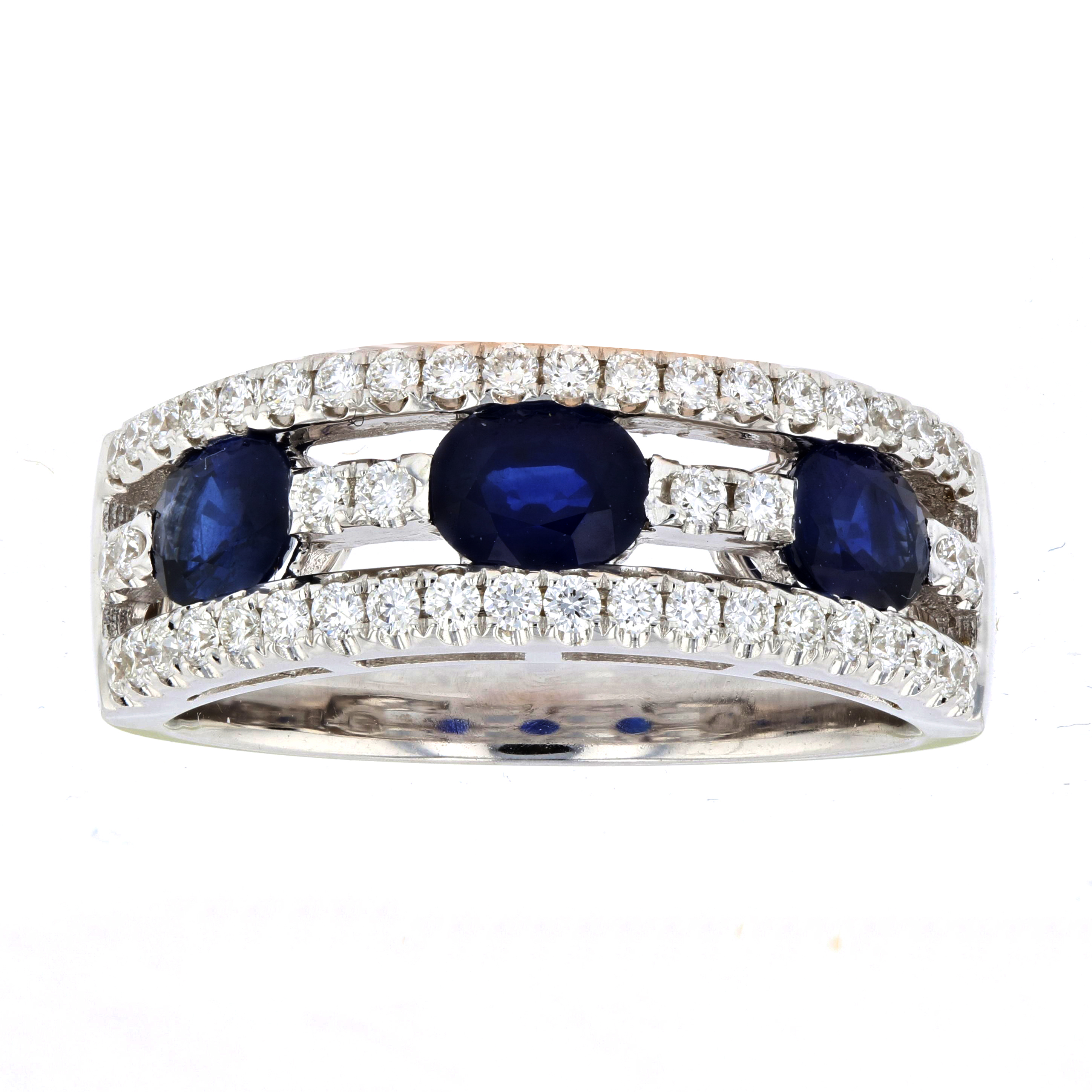 View 1.77ctw Diamond and Sapphire Ring in 18k White Gold
