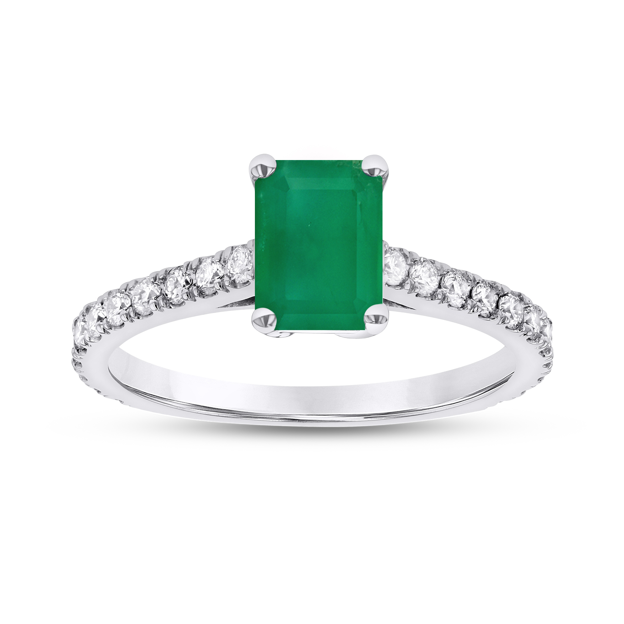 View 0.36ctw Diamond and Emerald Cut Emerald Engagement Ring in 14k White Gold