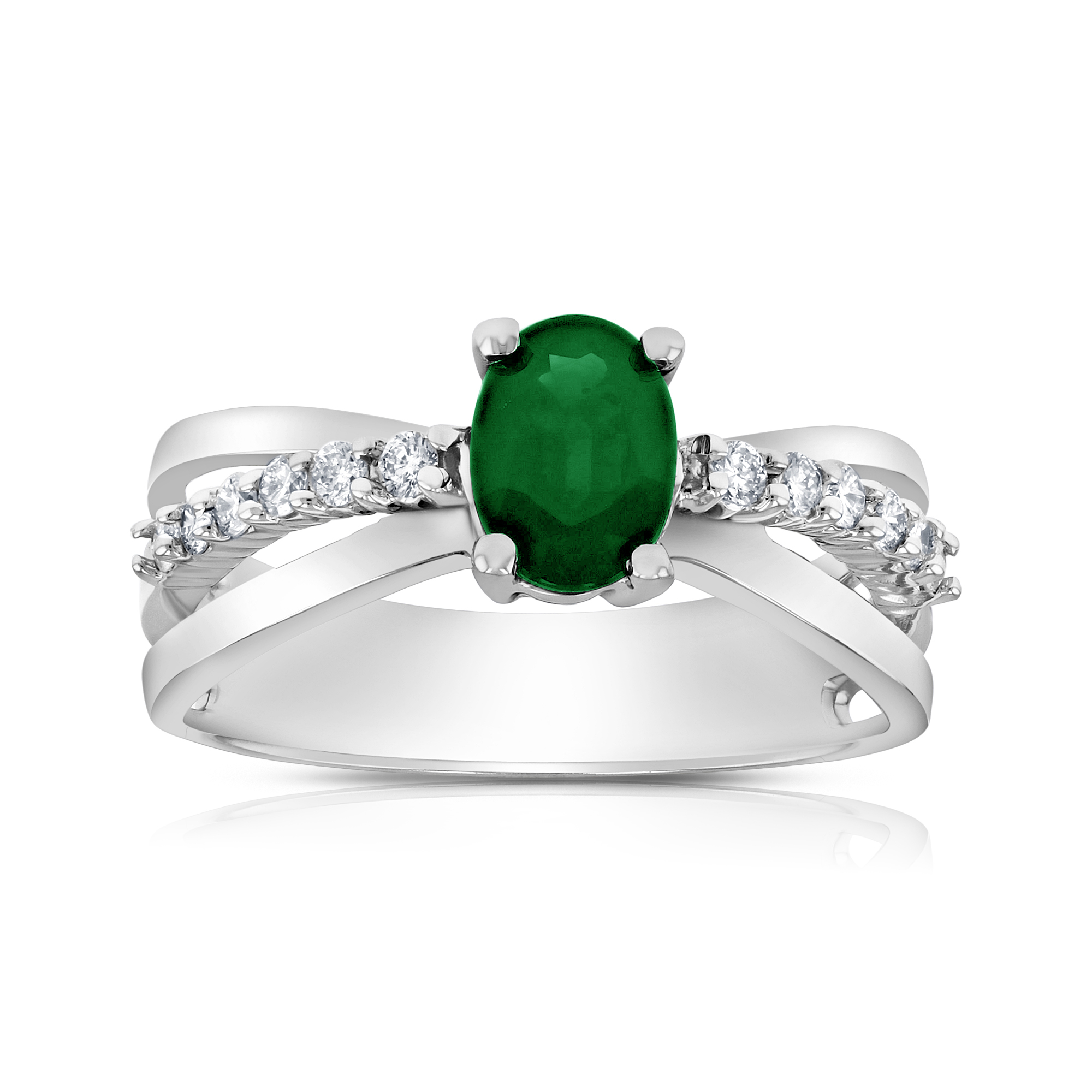 View 0.20ctw Diamond and Emerald Ring in 14k Gold