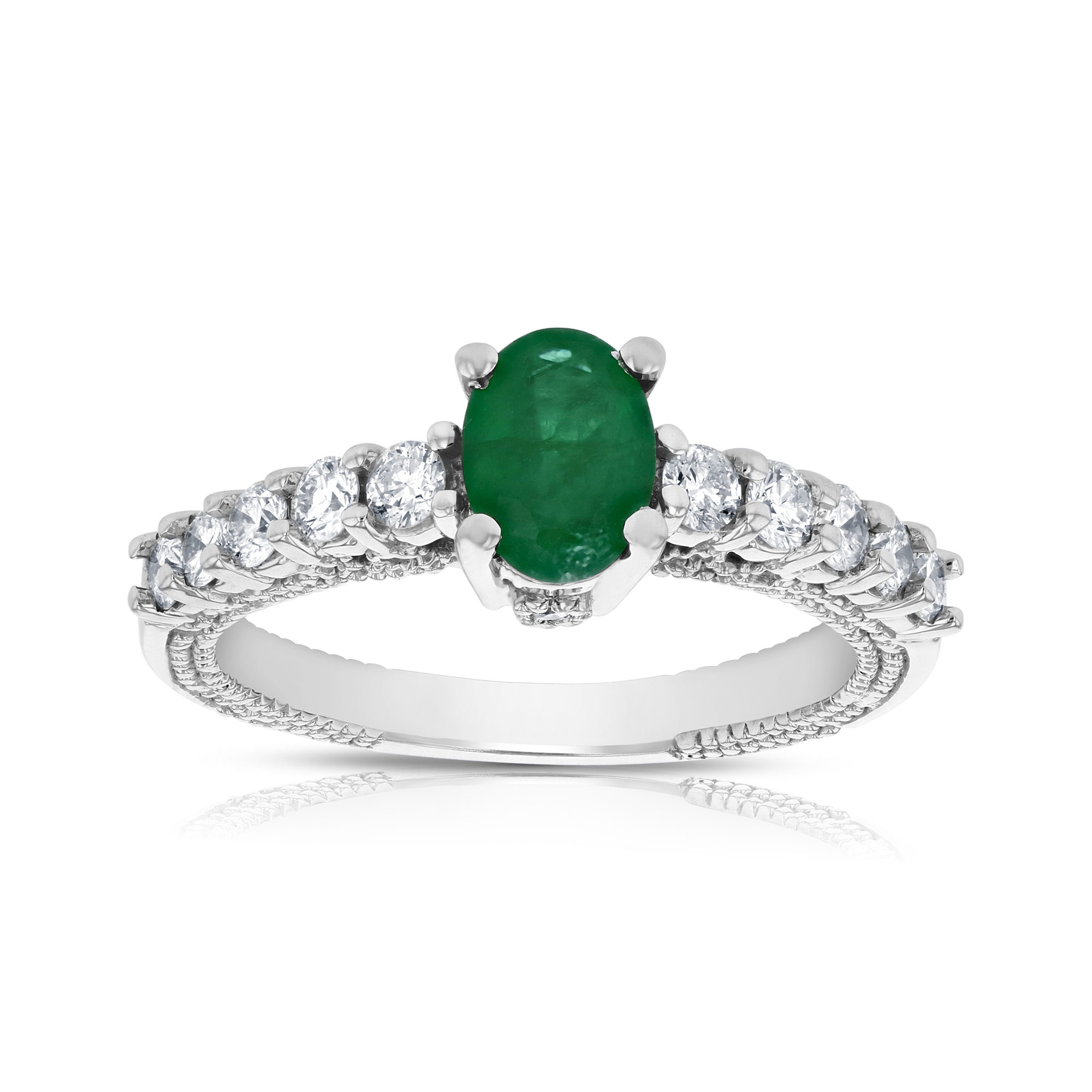 View 0.51ctw Diamond and Emerald Ring in 14k Yellow Gold