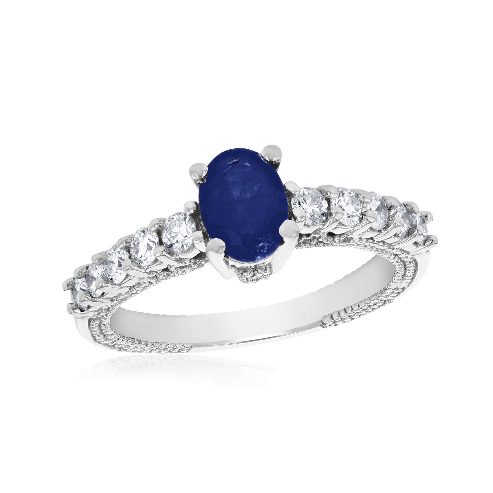 View 0.51ctw Diamond and Sapphire Ring in 14k White Gold