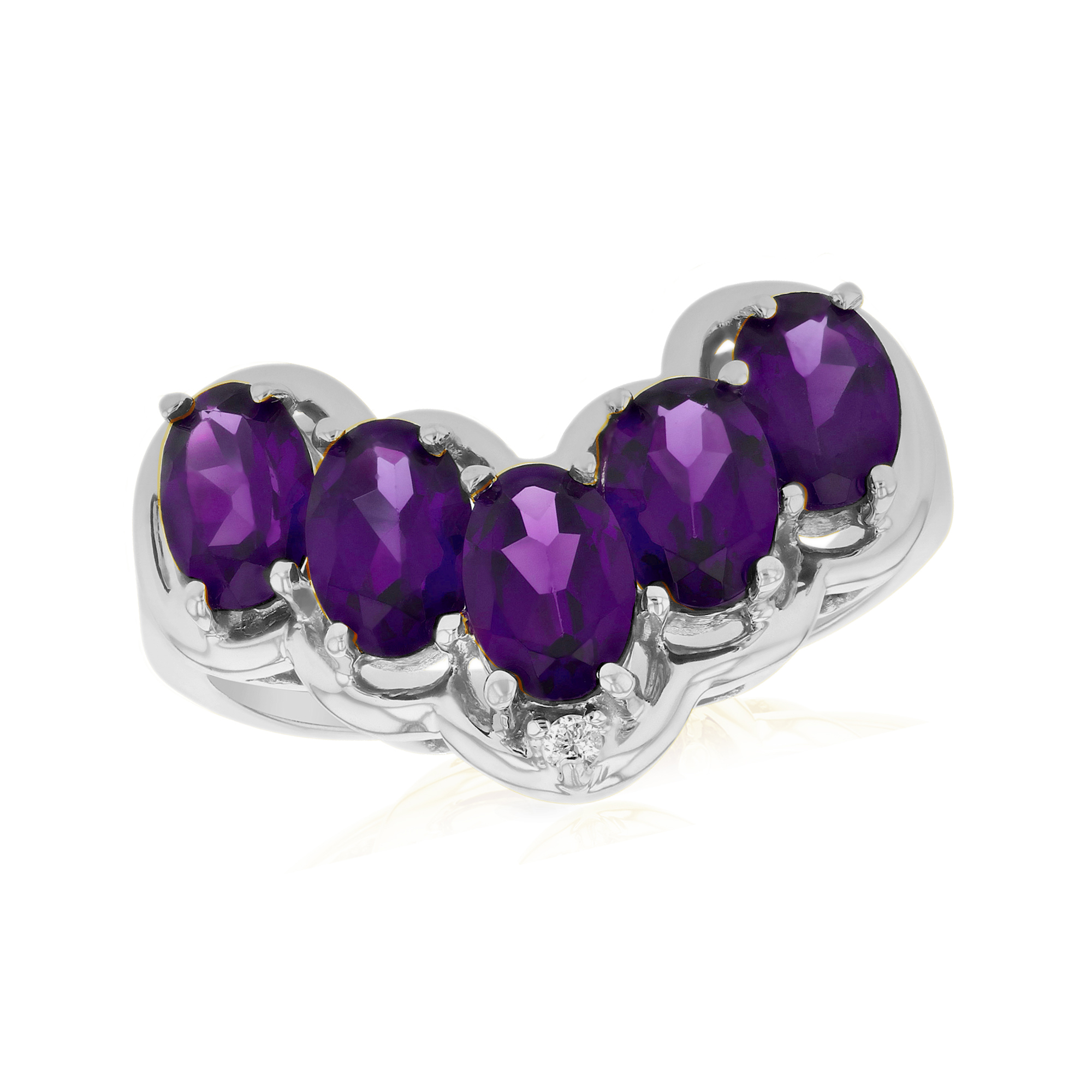 View 0.01ctw Diamond and Amethyst Fashion ring in 14k White Gold