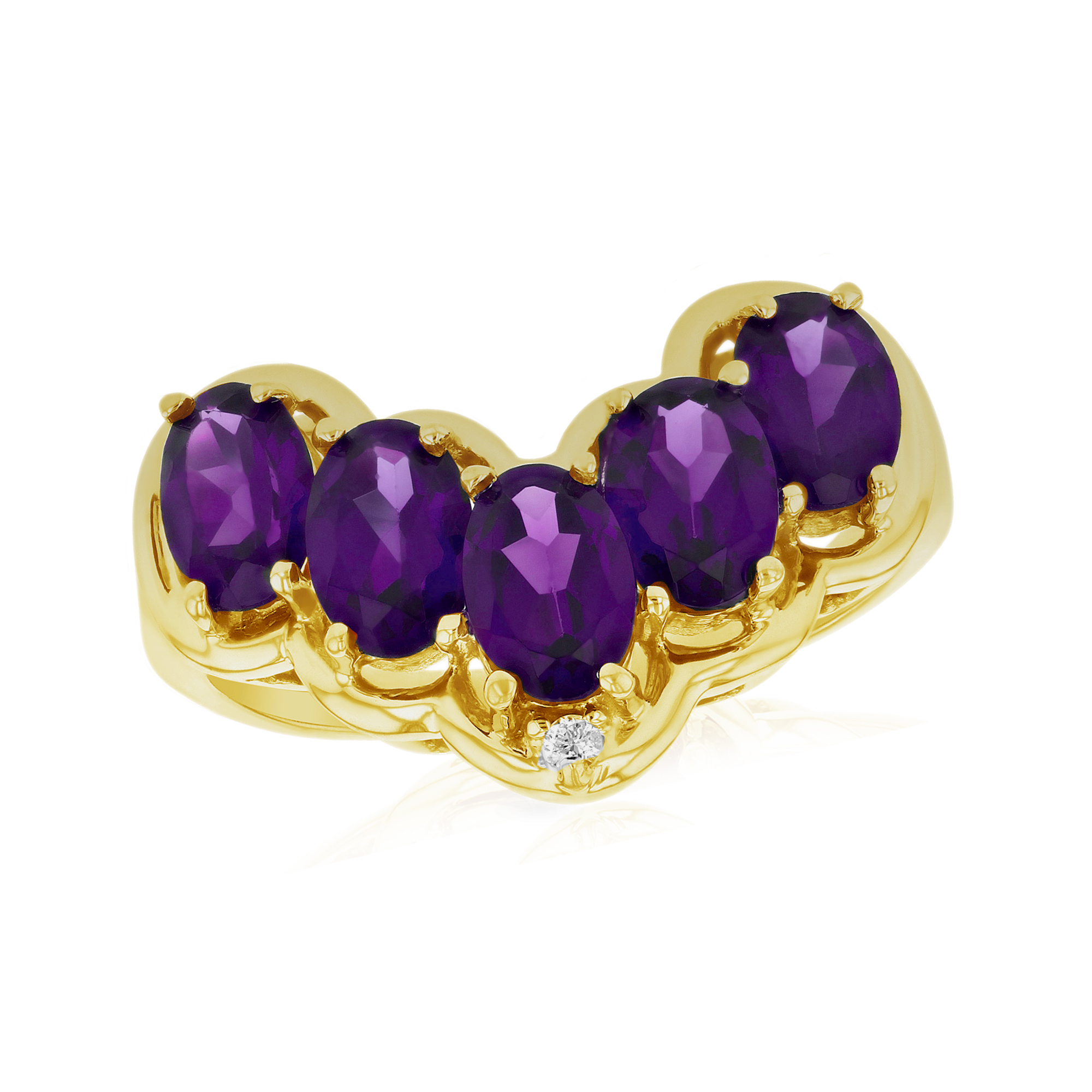 View 0.01ctw Diamond and Amethyst Fashion ring in 14k Yellow Gold