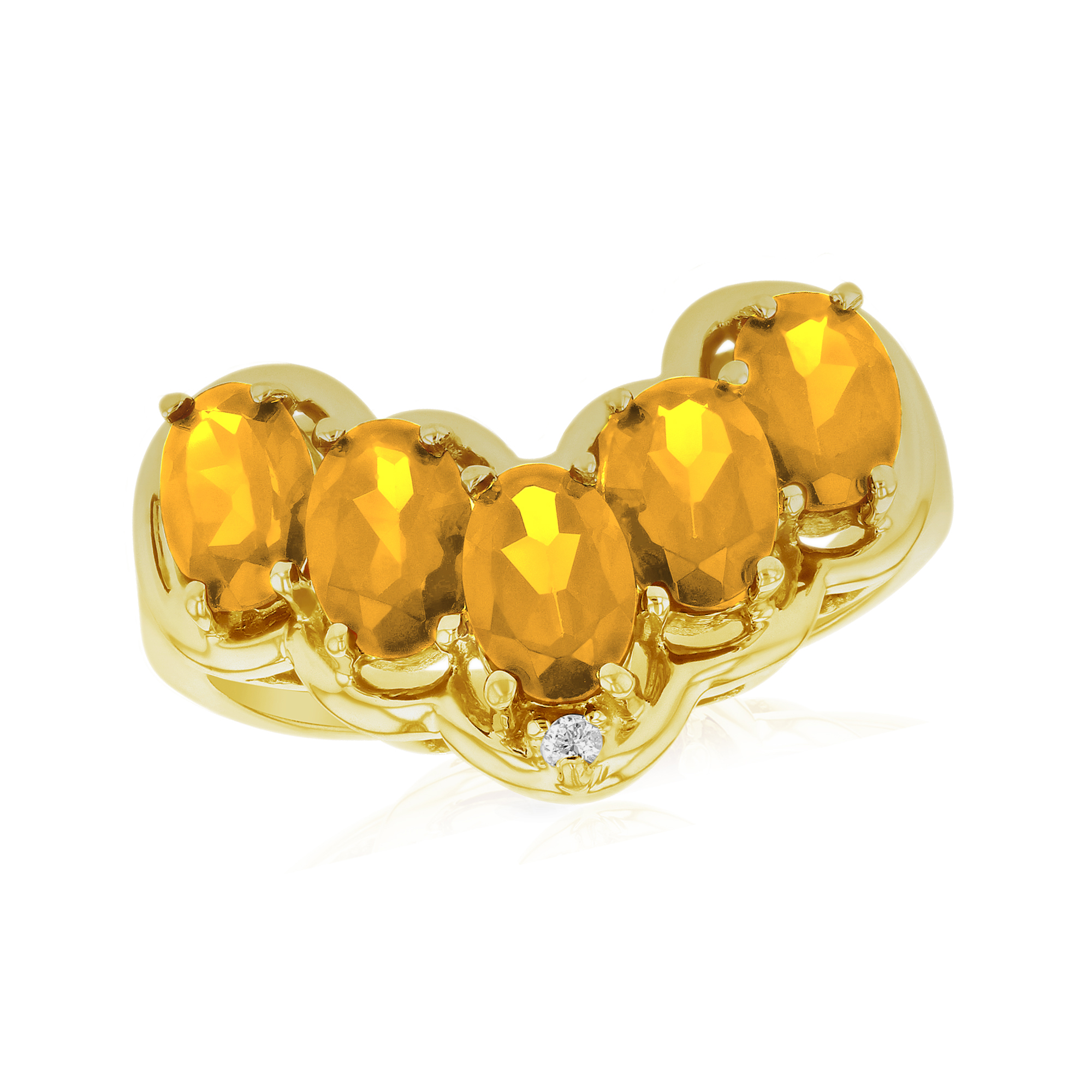 View 0.01ctw Diamond and Citrine Fashion ring in 14k Yellow Gold