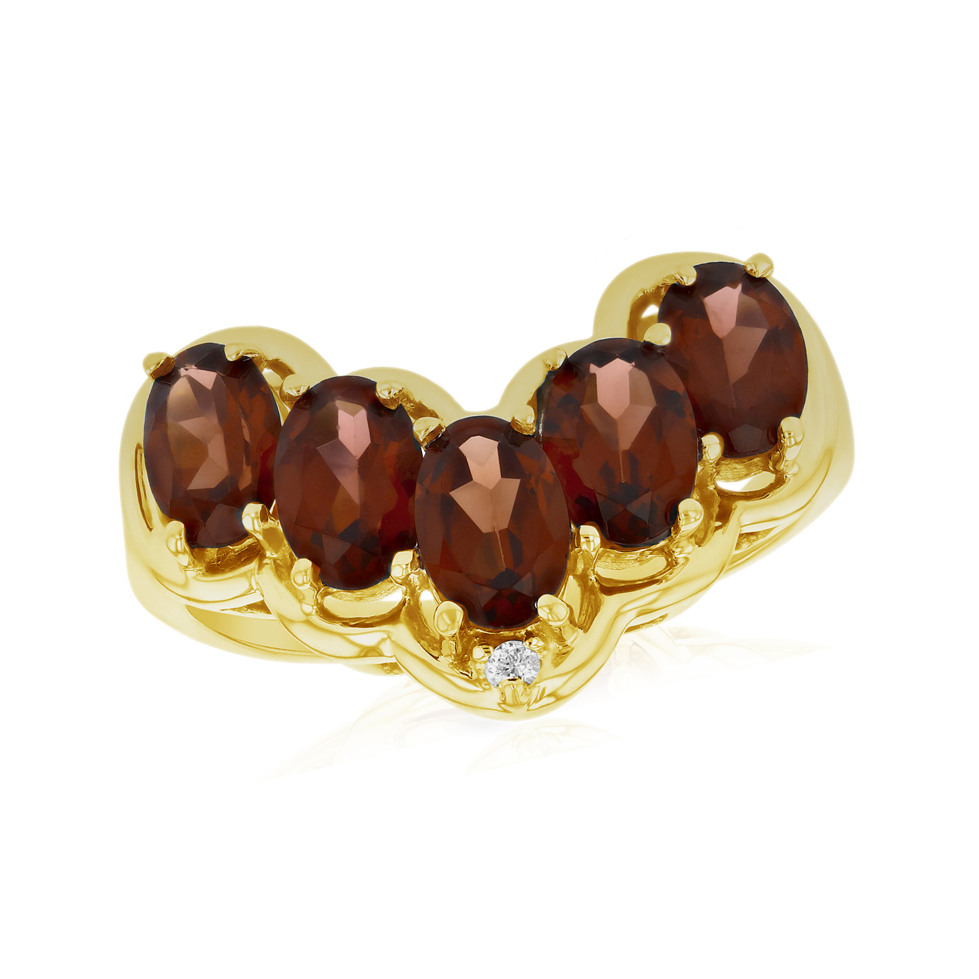 View 0.01ctw Diamond and Garnet Fashion ring in 14k Yellow Gold