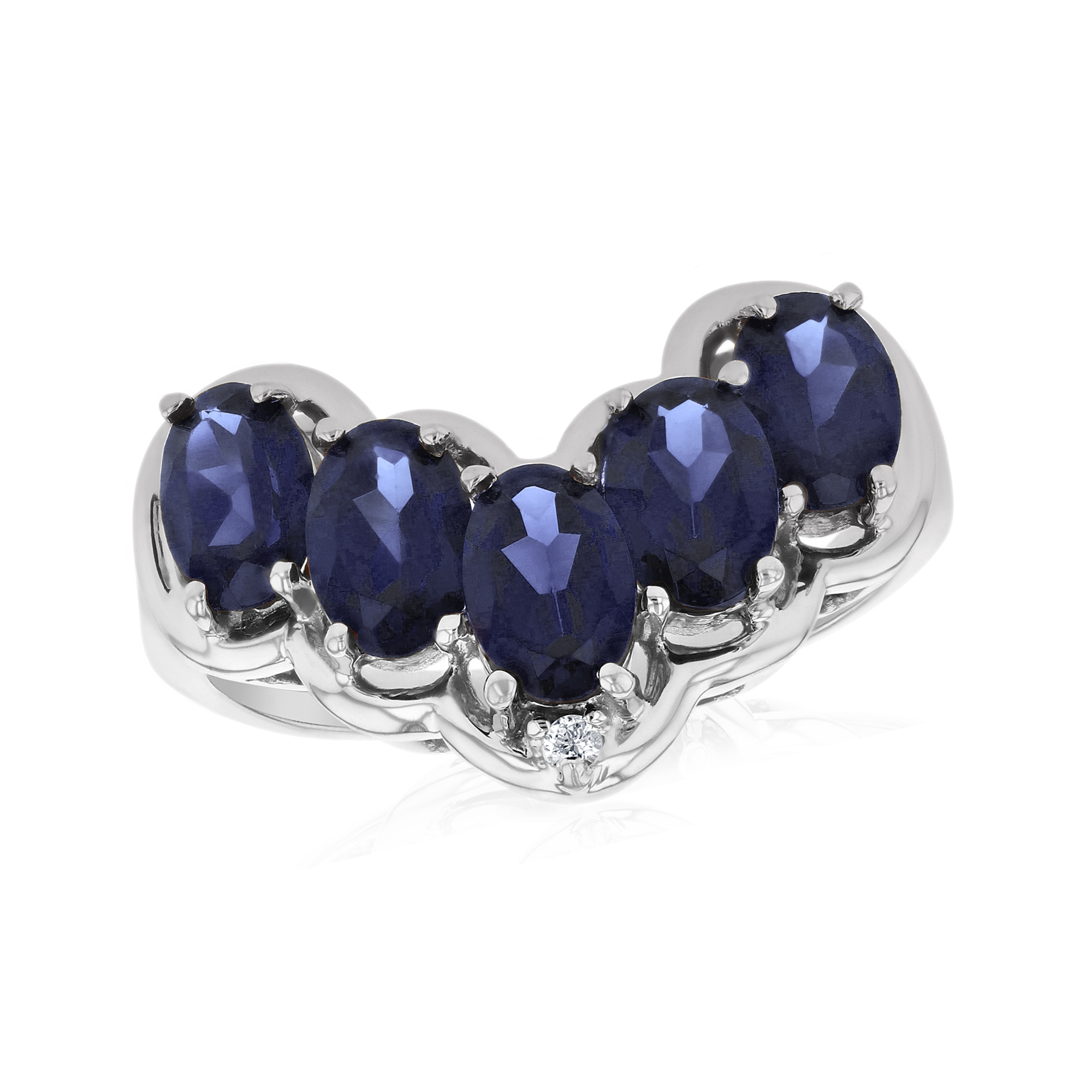 View 0.01ctw Diamond and Sapphire Fashion ring in 14k White Gold
