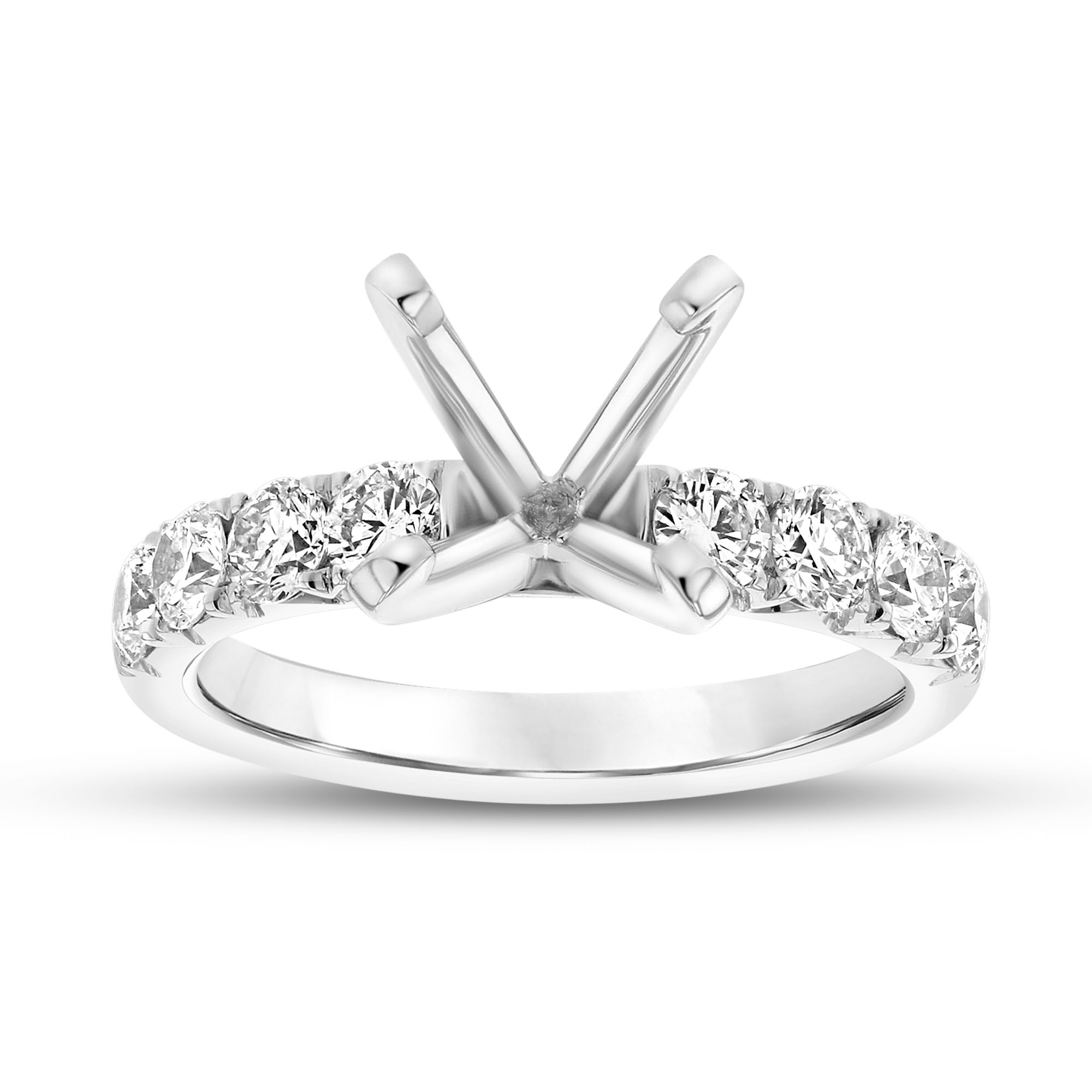 0.89ctw Diamond Semi Mount Engagement Ring in 18k White Gold