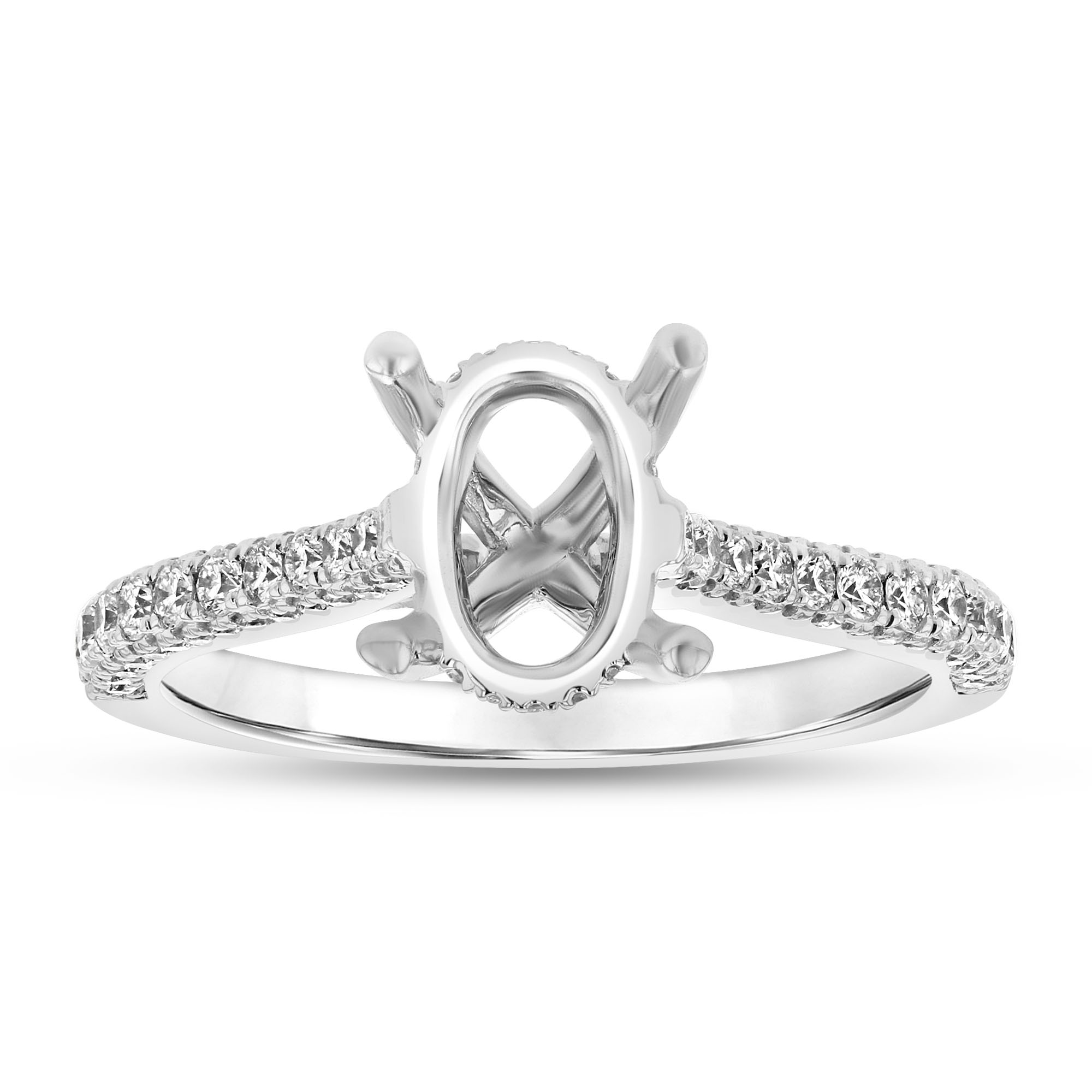 View 0.59ctw Diamond Semi Mount Under Halo Engagement Ring in 18k White Gold