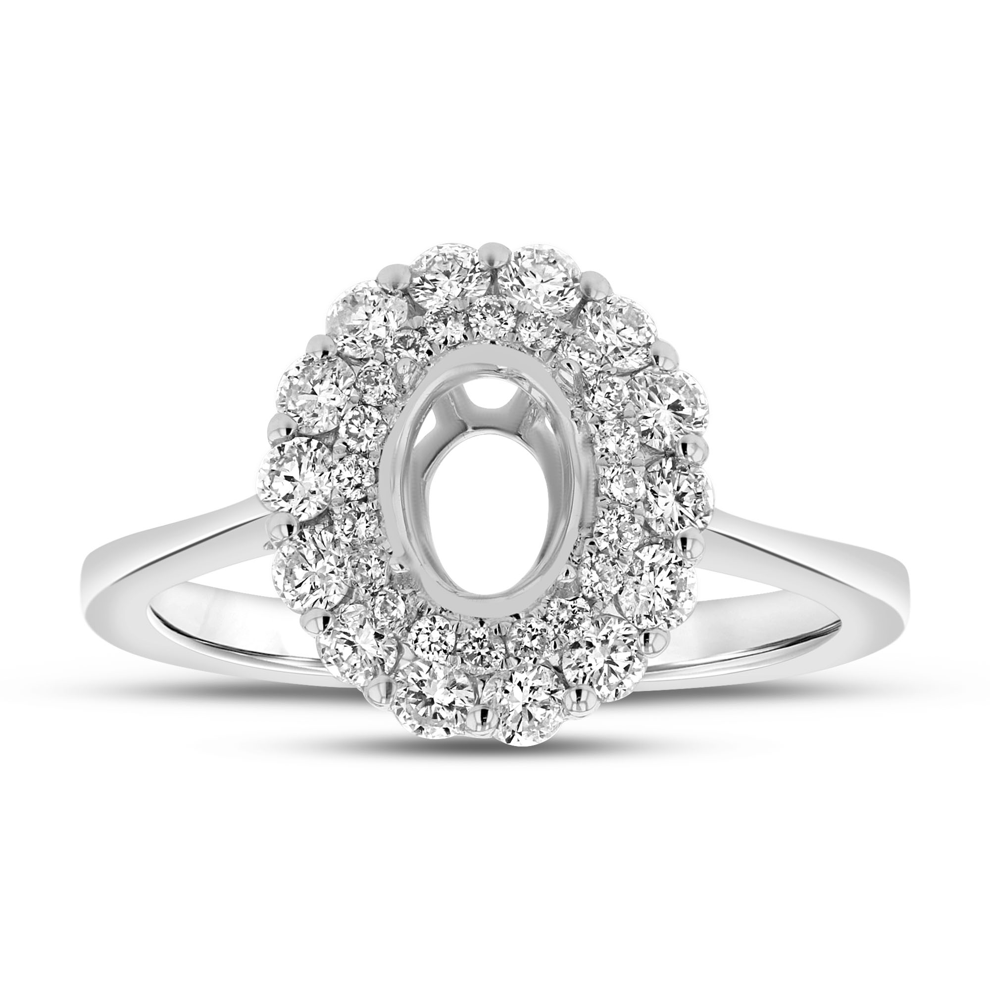 View 0.60ctw Diamond Oval Semi Mount Engagement Ring in 14k White Gold
