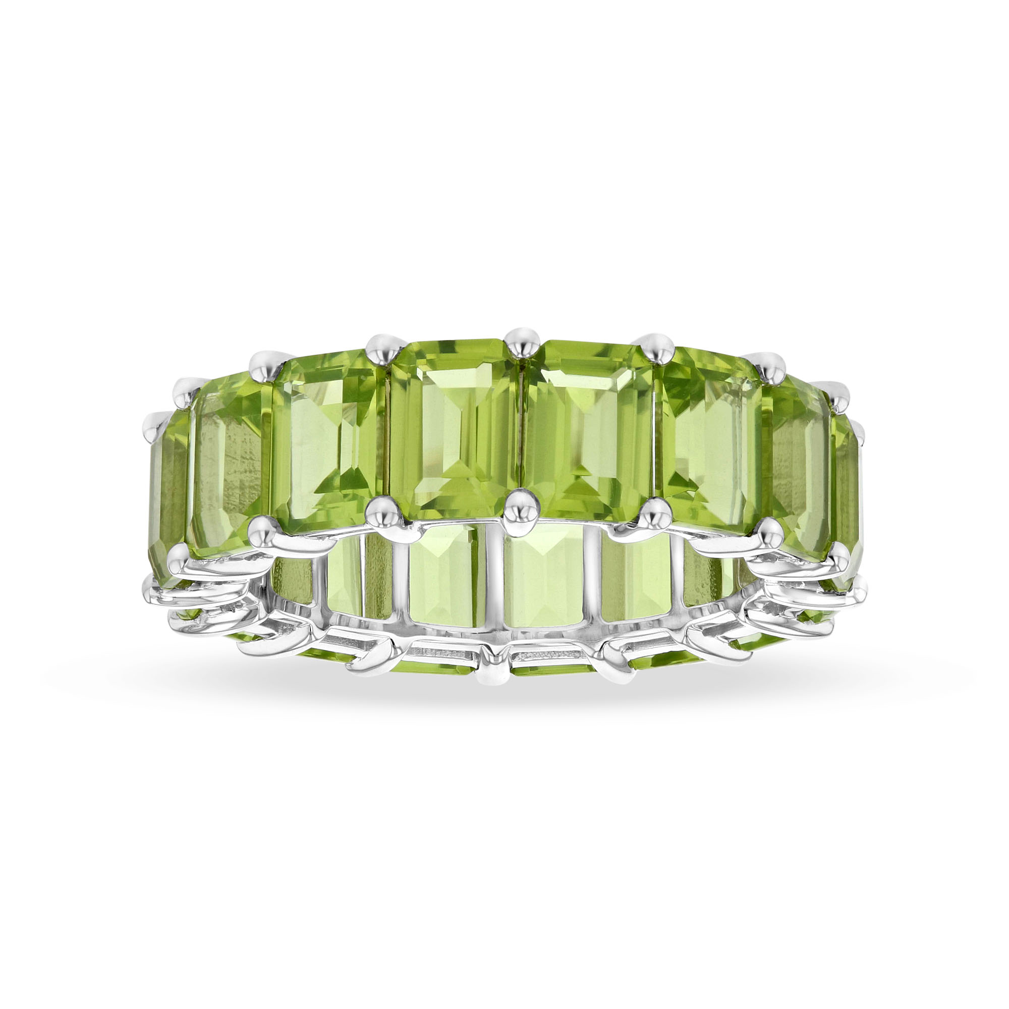 10.42ctw Peridot Emerald Cut Eternity in 14k White Gold