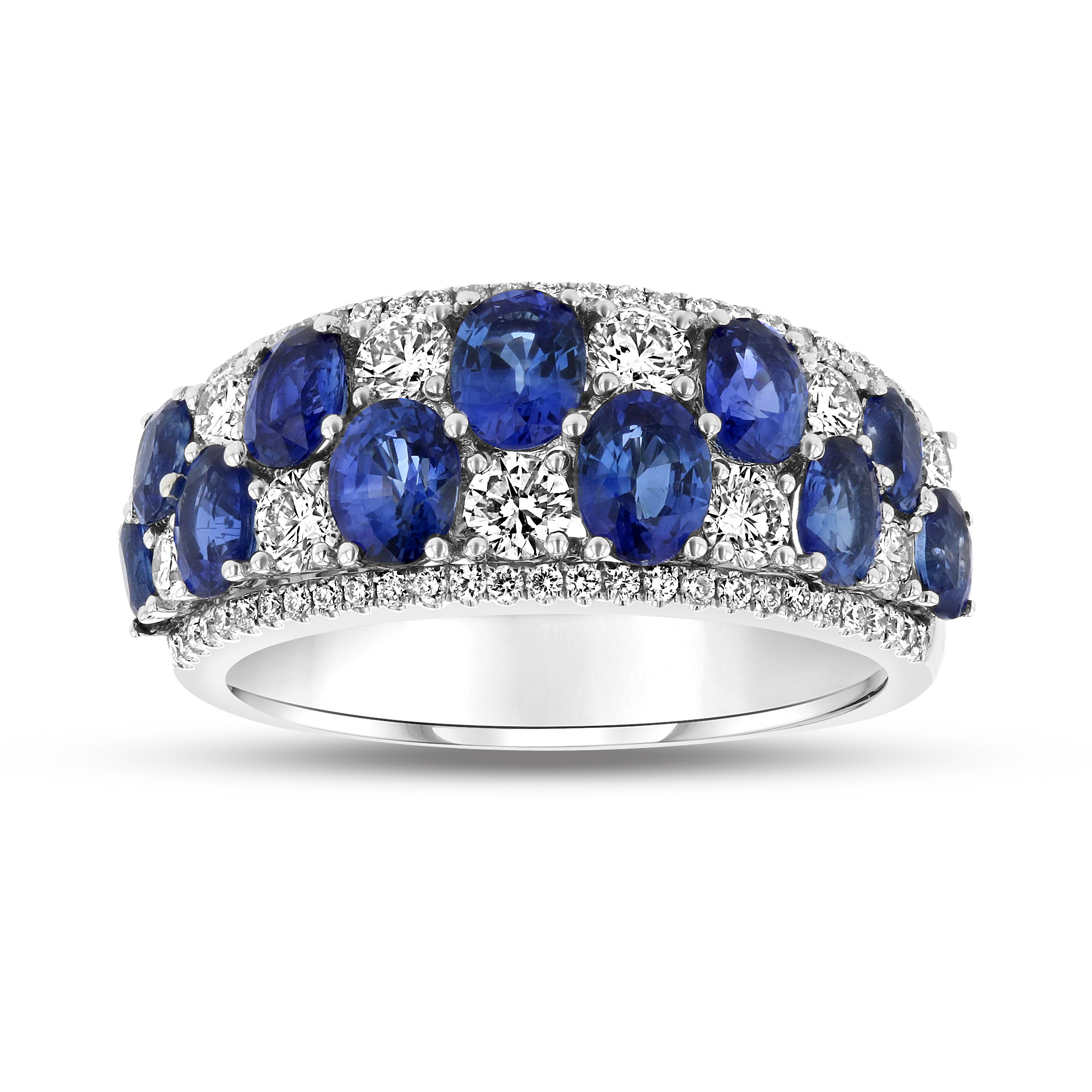 View 3.2ctw Diamond and Sapphire Ring in 18k White Gold