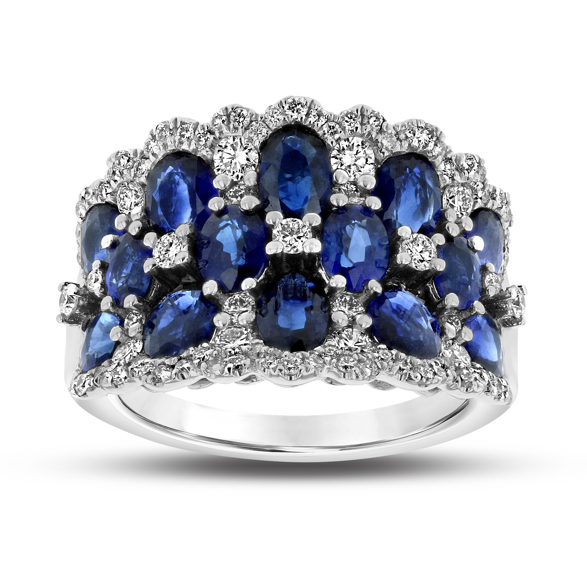 View 3.86ctw Diamond and Sapphire Ring in 18k White Gold