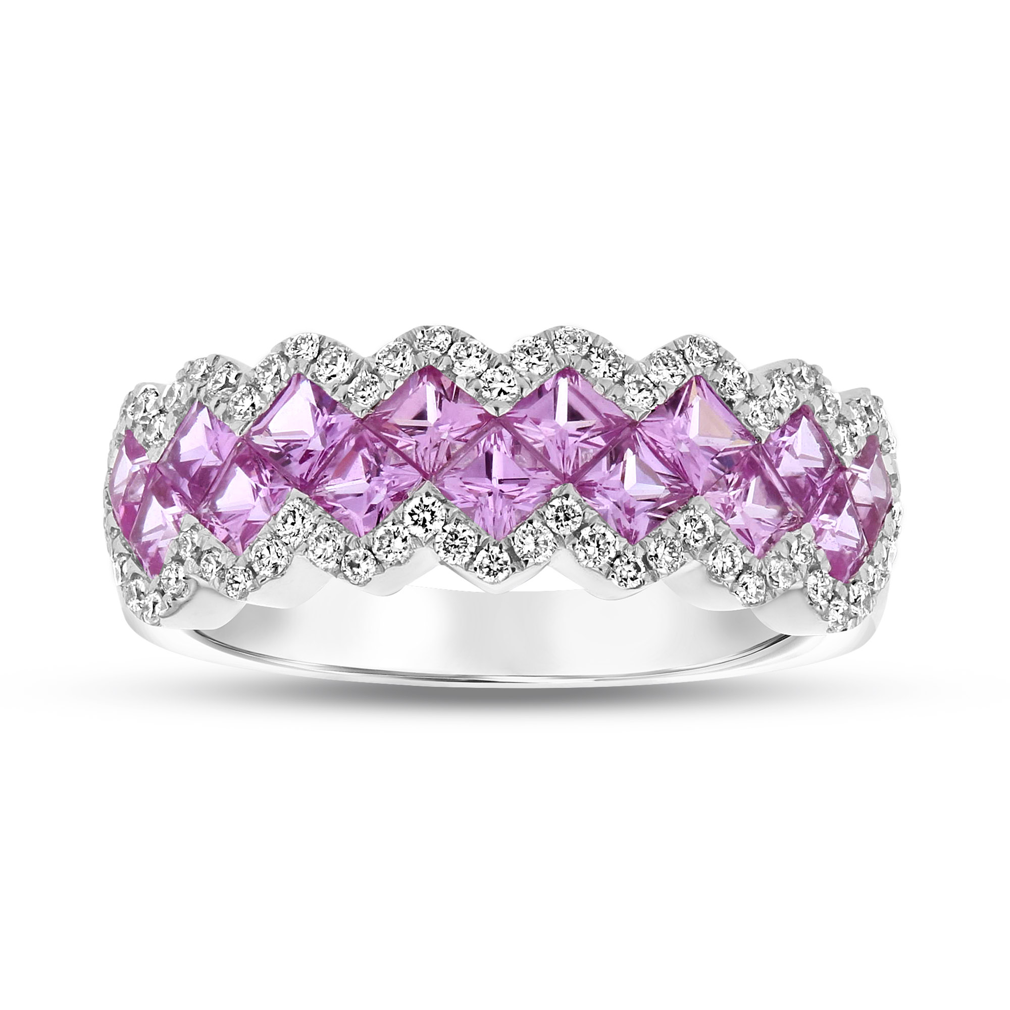 View 1.83ctw Diamond and Pink Sapphire Ring in 18k White Gold