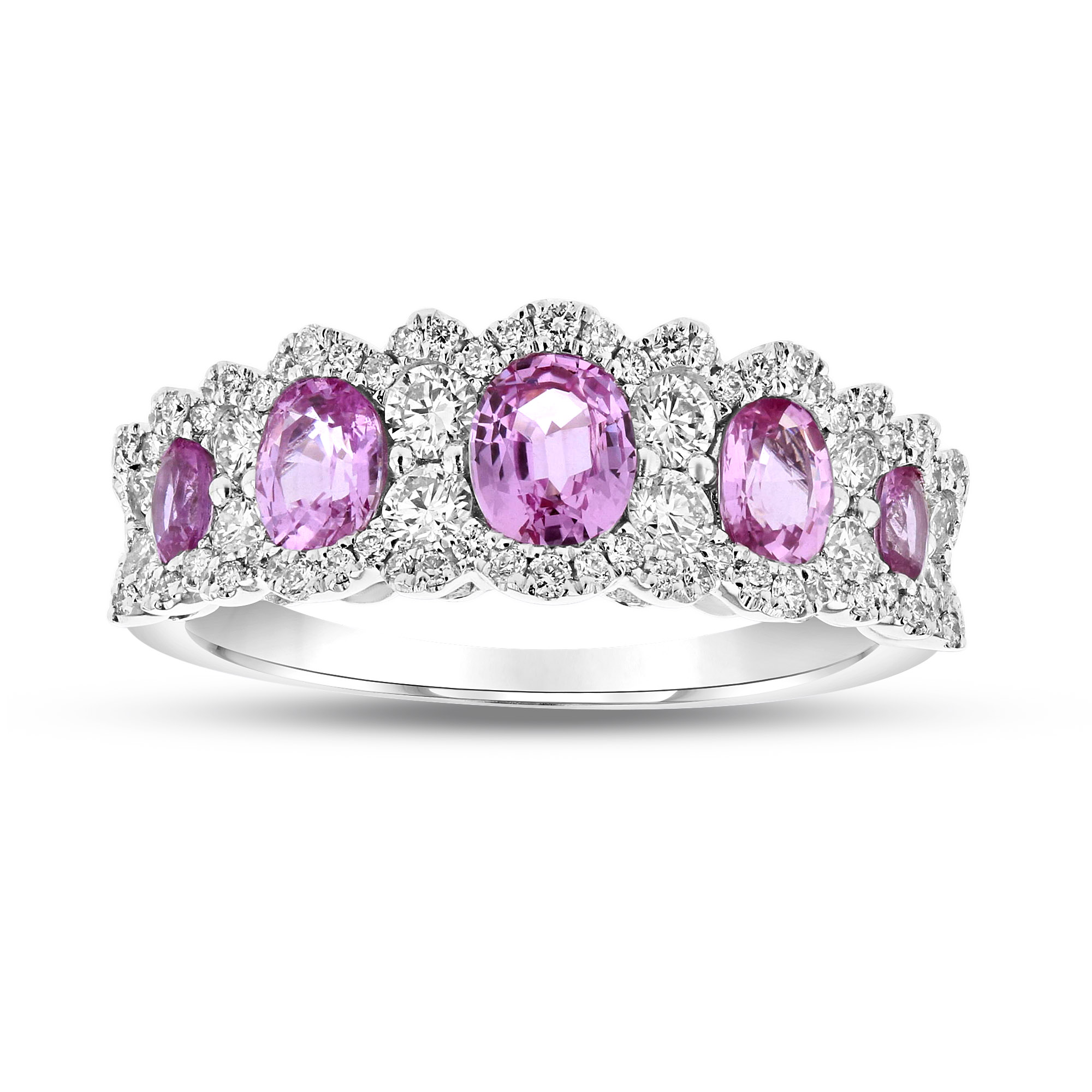 View 1.79ctw Diamond and Pink Sapphire Ring in 18k White Gold