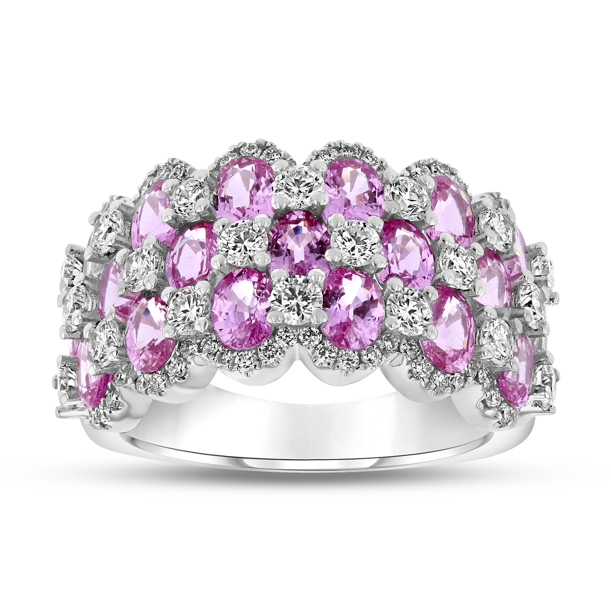 View 4.90ctw Diamond and Pink Sapphire Ring in 18k White Gold
