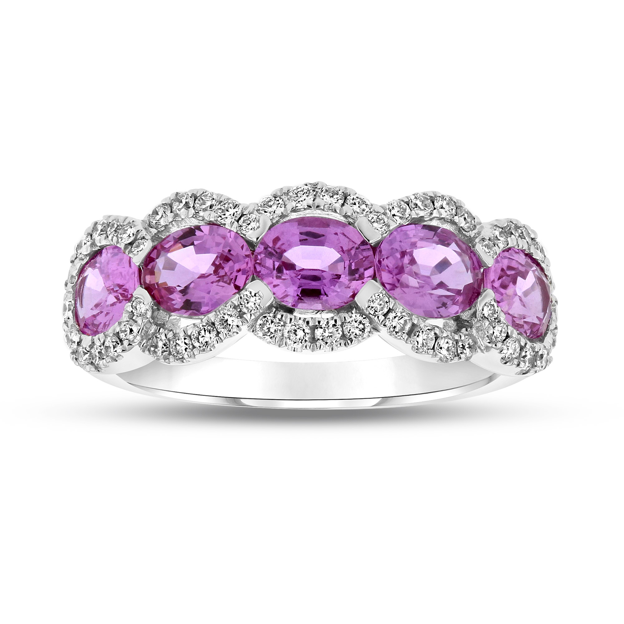 View 2.38ctw Diamond and Pink Sapphire Ring in 18k White Gold