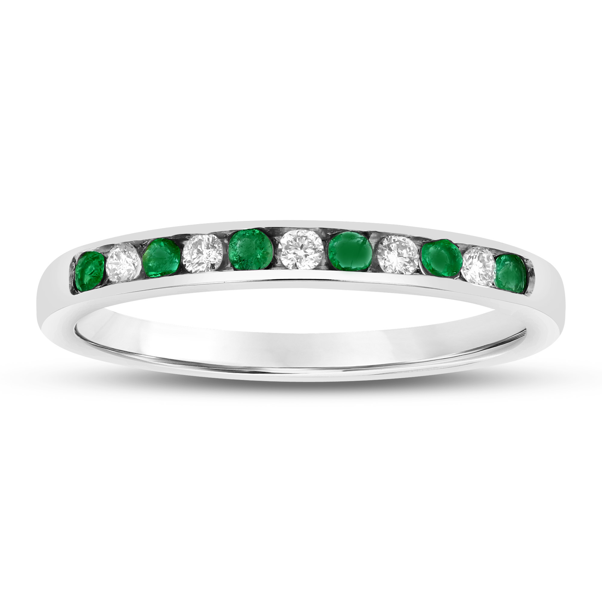 View 0.23ctw Diamond and Emerald Band in 14k Gold