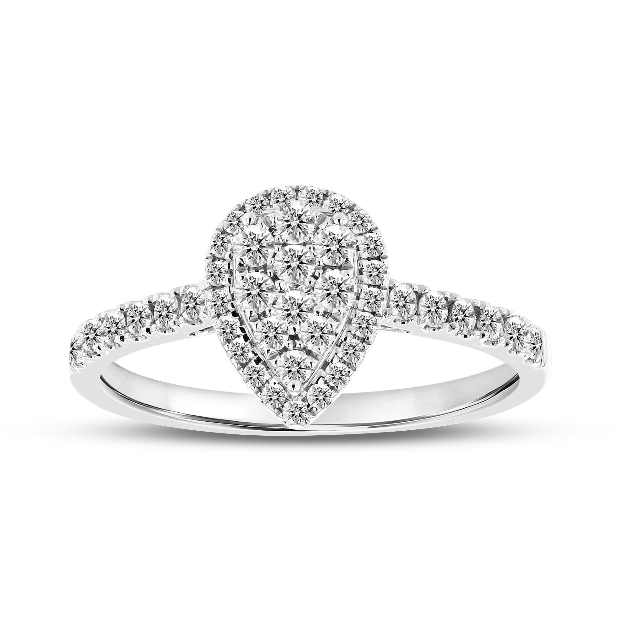 View 0.52ctw Diamond Pear Shaped Cluster Ring in 14k White Gold