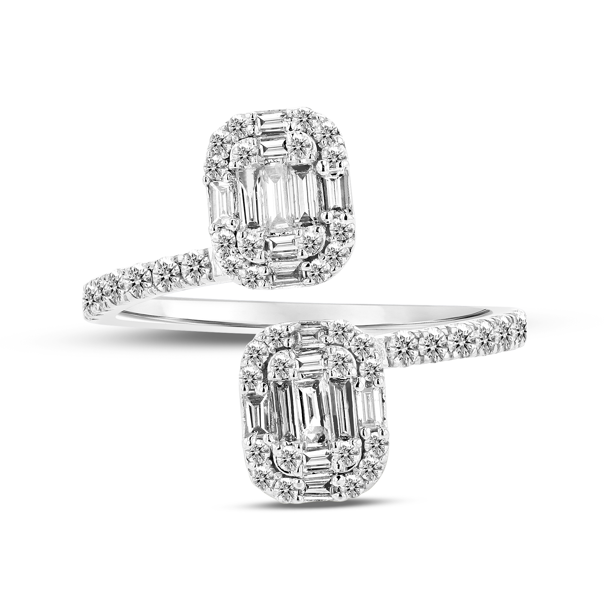 View 0.86ctw Diamond Bypass Ring in 14k White Gold