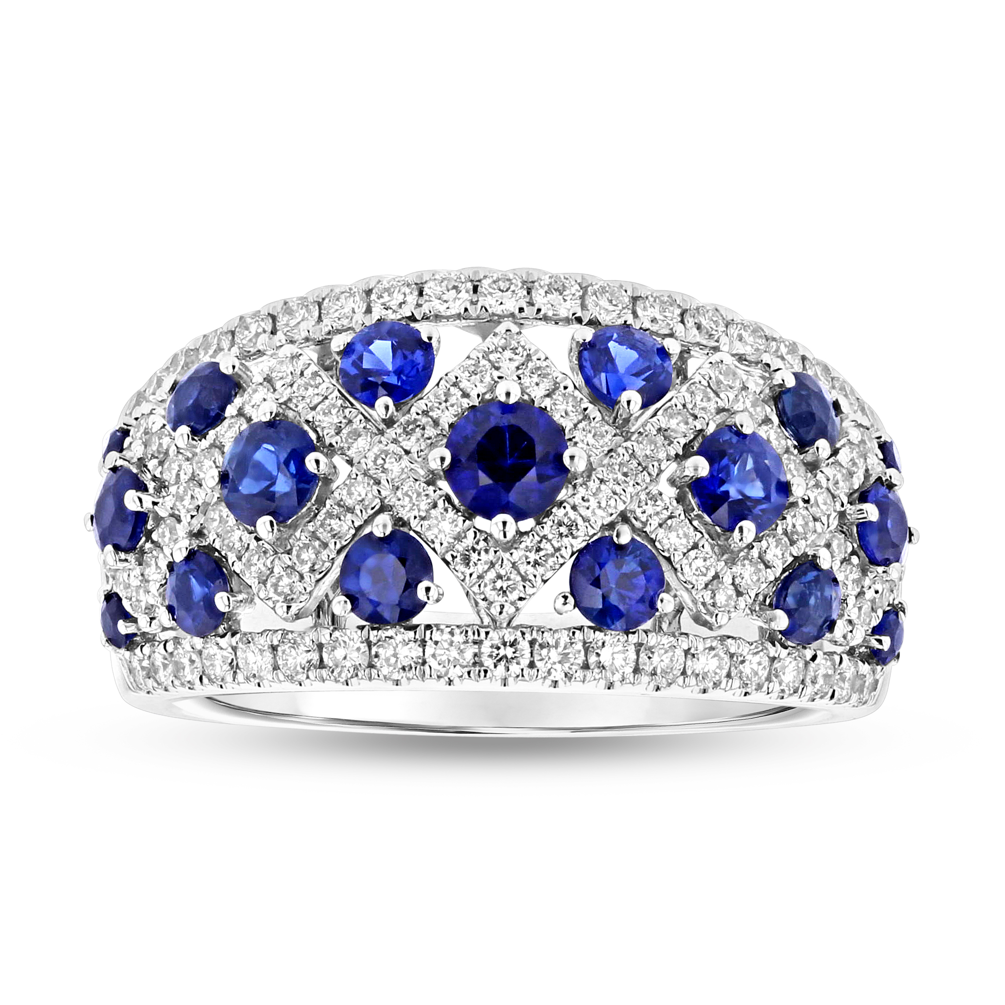 View 0.60ctw Diamond and Sapphire Band in 18k White Gold