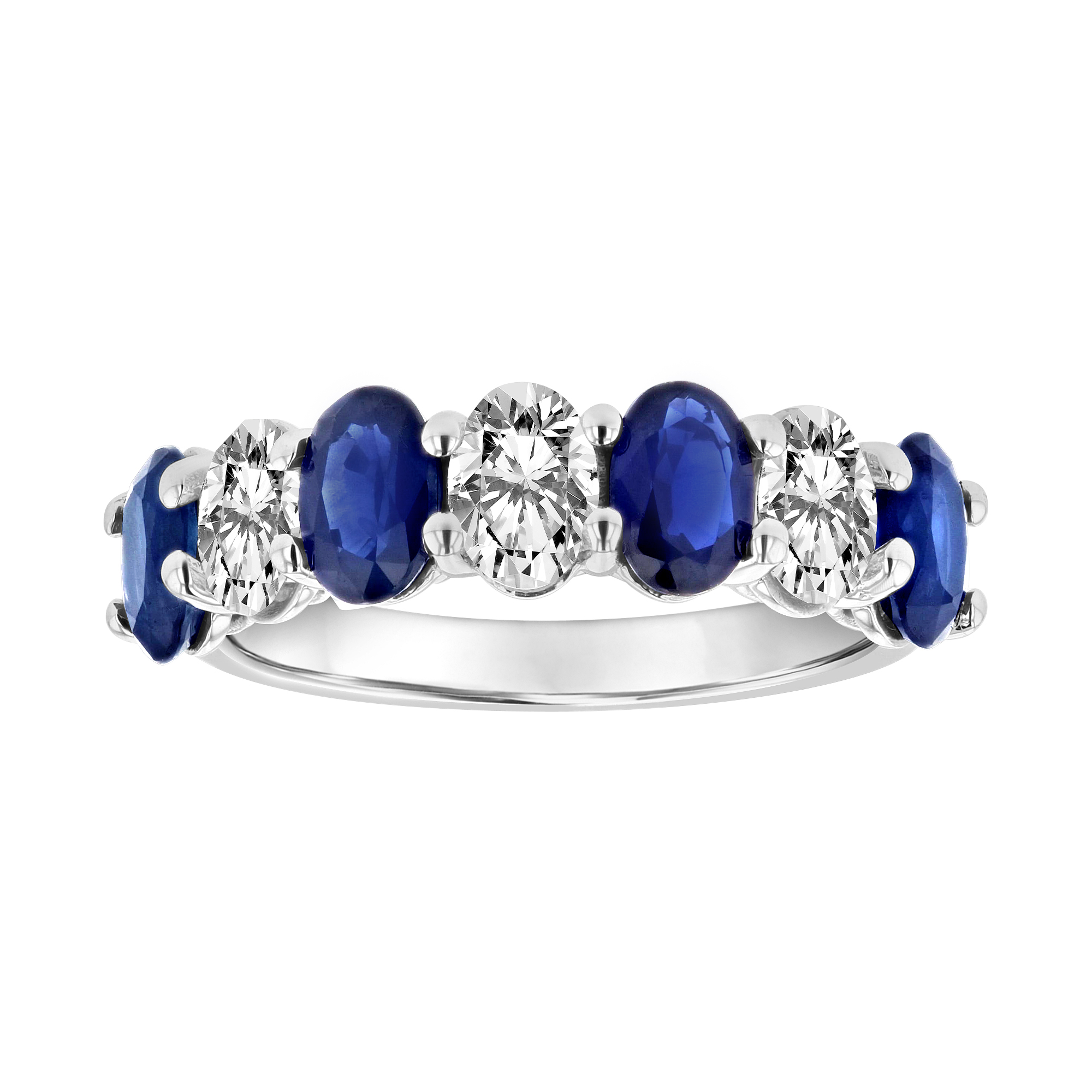View 2.90ctw Diamond and Sapphire Band in 14k White Gold 