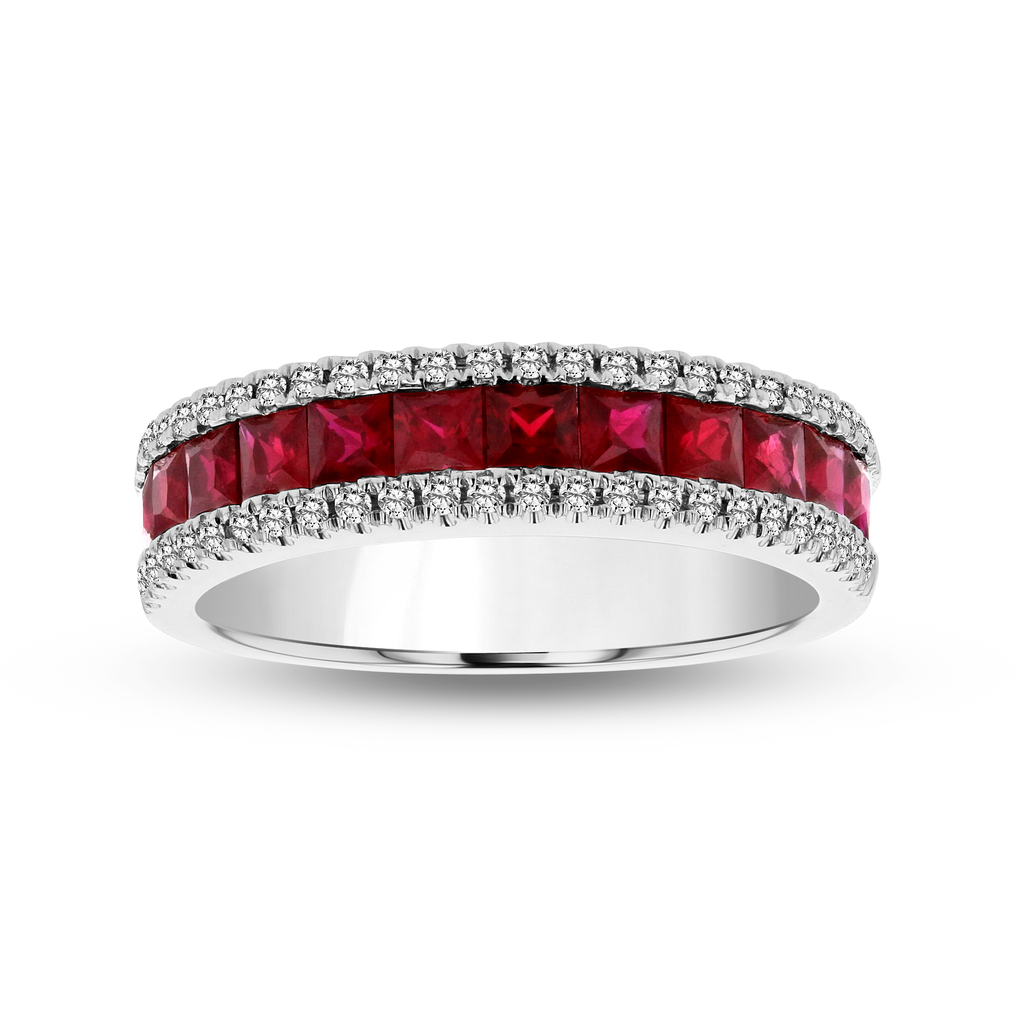 1.40ctw Diamond and Ruby Ring in 18k White Gold