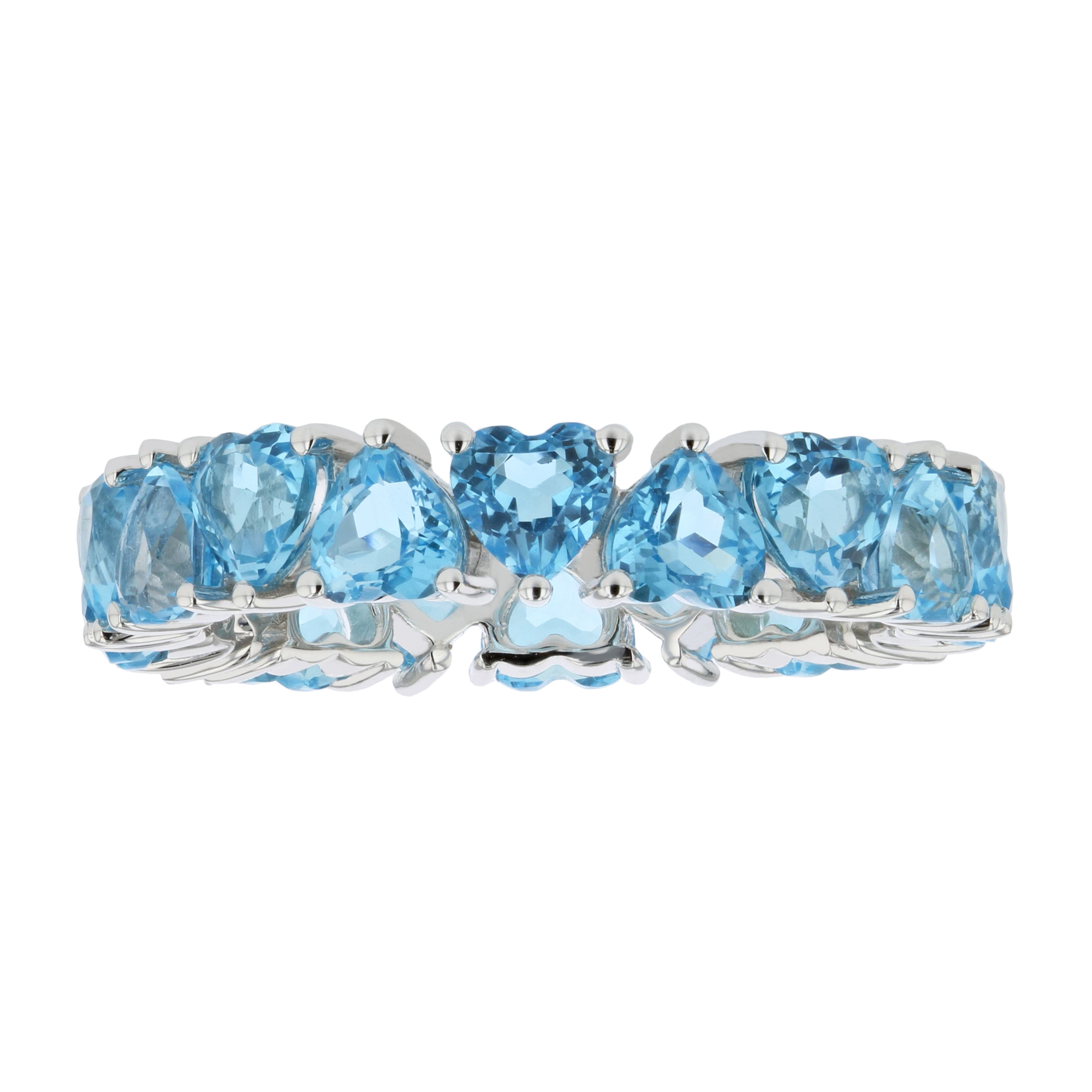 5.79ctw Blue Topaz Heart Shaped Eternity in 14k White Gold