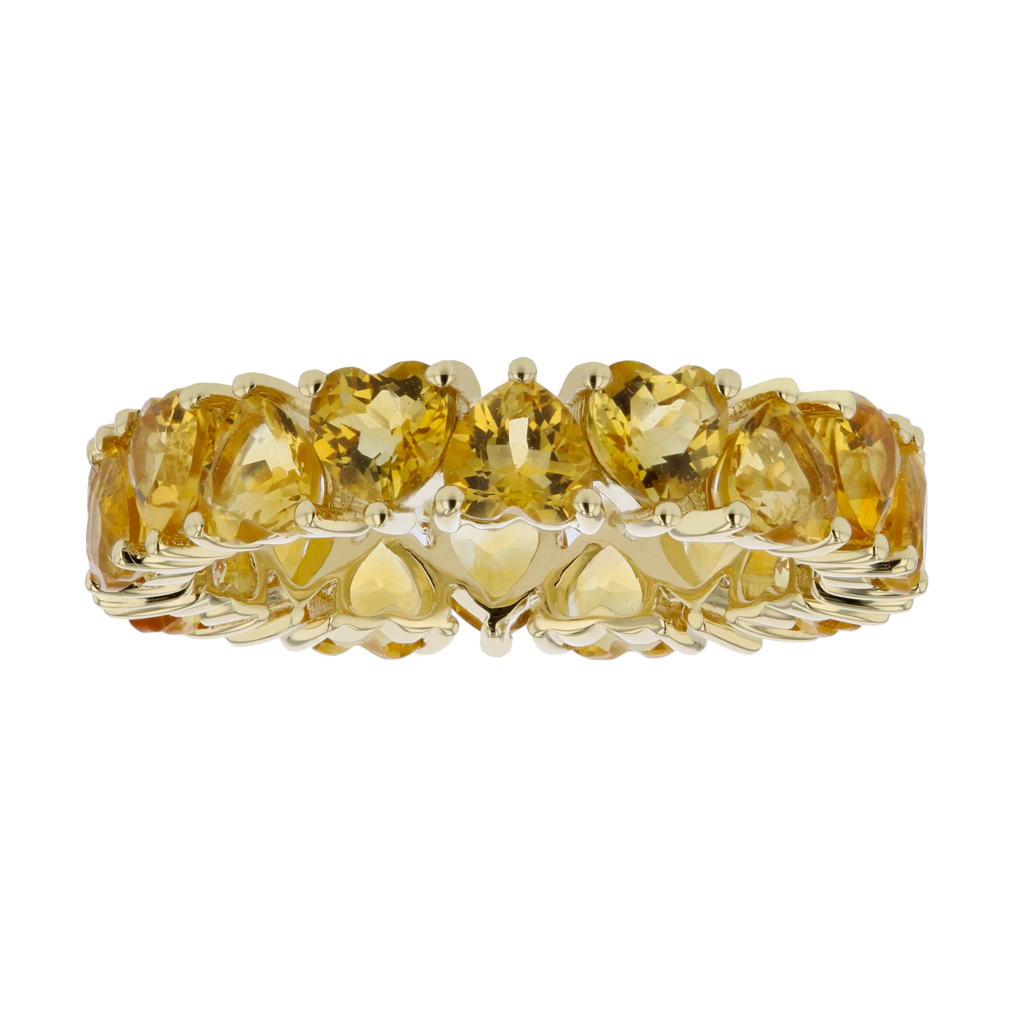 4.11ctw Heart Shaped Citrine Eternity Band in 14k Yellow Gold