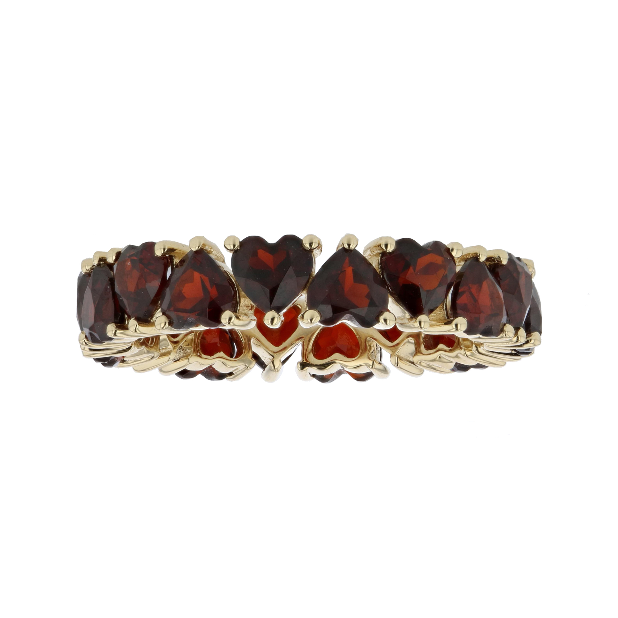 5.46ctw Heart Shaped Garnet Eternity Band in 14k Yellow Gold