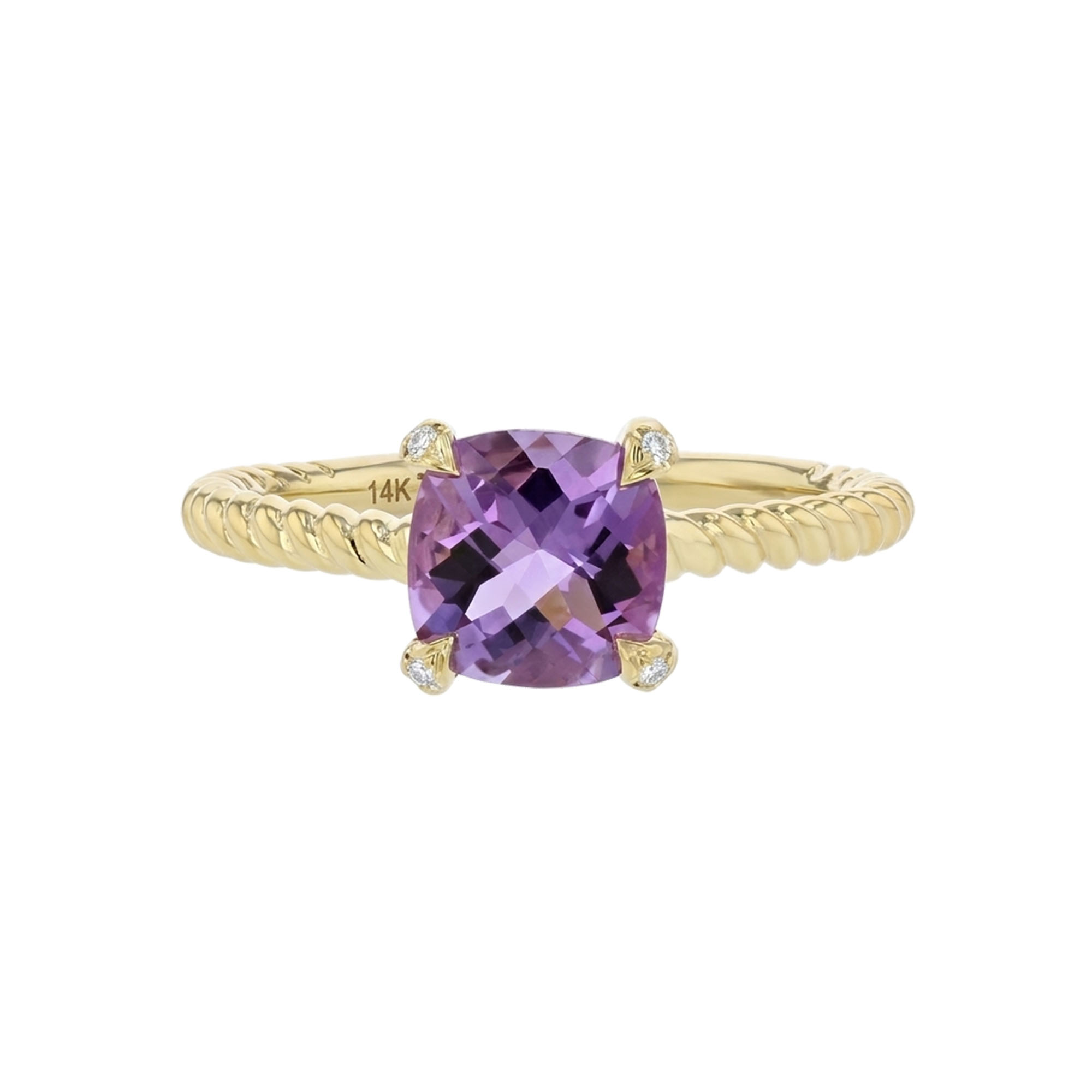 View 1.32ctw Diamond and Amethyst Ring in 14k Yellow Gold