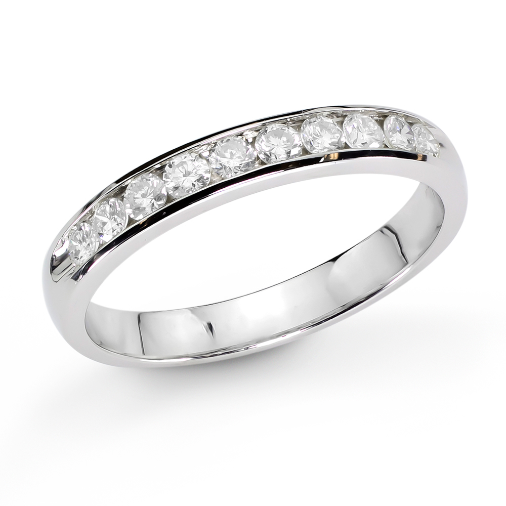 14k Gold Channel Set Wedding Ring or Anniversary Band with 0.30ct tw 10 Stone Round Diamonds H-I SI Quality Bridal