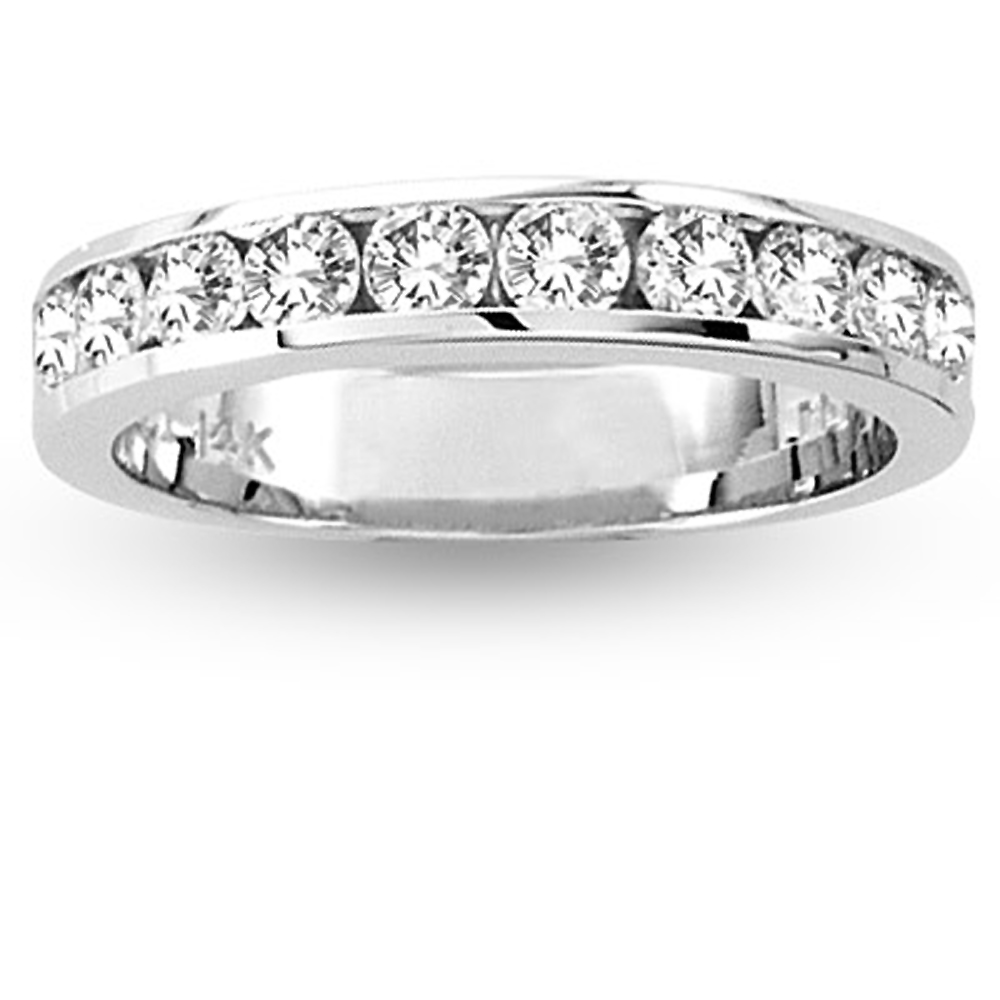 14k Gold Channel Set Wedding Ring or Anniversary Band with 1.00ct tw 10 Stone Round Diamonds H-J SI Quality Bridal