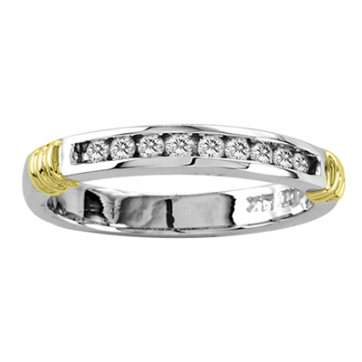 14k Gold Channel Set Wedding Band with 0.18 ct tw Diamonds