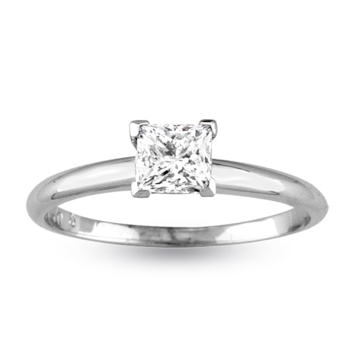 View 0.50 Princess Cut Diamond Solitaire Ring 14k Gold H-J SI2-I1 Quality
