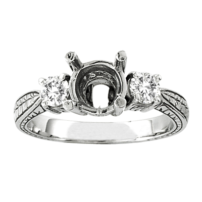 View 14k Gold Engagement Semi-Mount Ring with 0.50 ct tw Round Diamonds