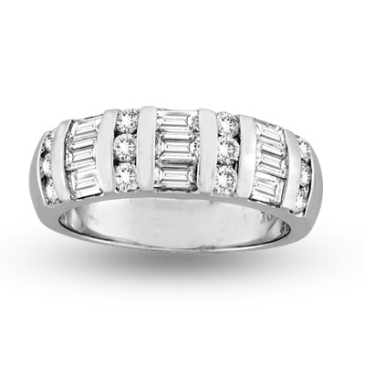 View 14k Gold Wedding or Anniversary Band with 1.25ct tw Baguette and Round Diamonds